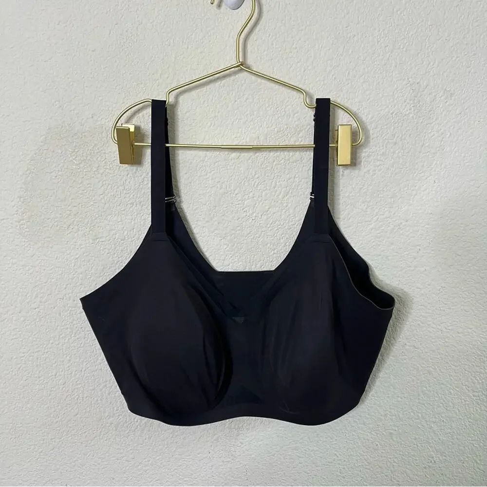 Honeylove Crossover Bra Black Mesh V‎ Neck Womens Size 3X / 44DD 44E 44DDD 44F